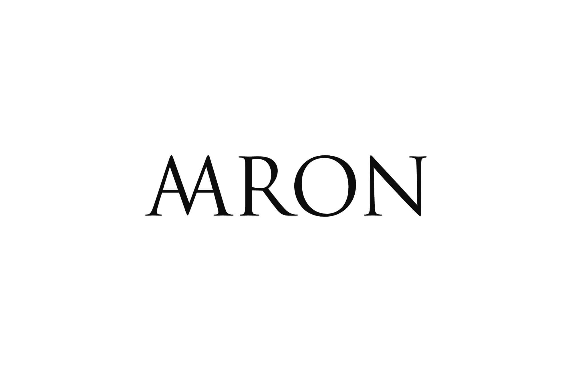 Aaron, logo design featuring a creative letter 'M' that shapes two 'A' and a horizontal line, creating a distinctive and modern visual identity.