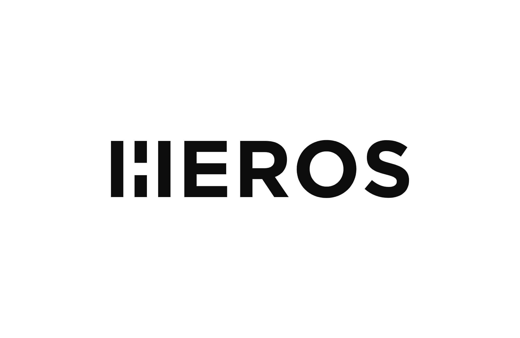 Heros, a design featuring an initial letter that symbolizes a road and progress, creating a distinctive visual identity for a construction company, with a dual form that references the letter 
