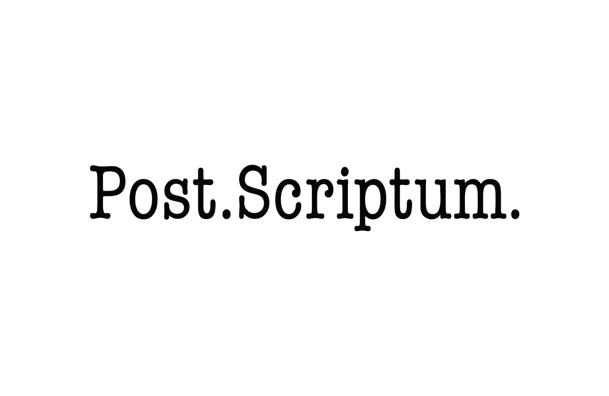 Post Scriptum, a design featuring dots that symbolize the concept of Post Scriptum, representing the brand